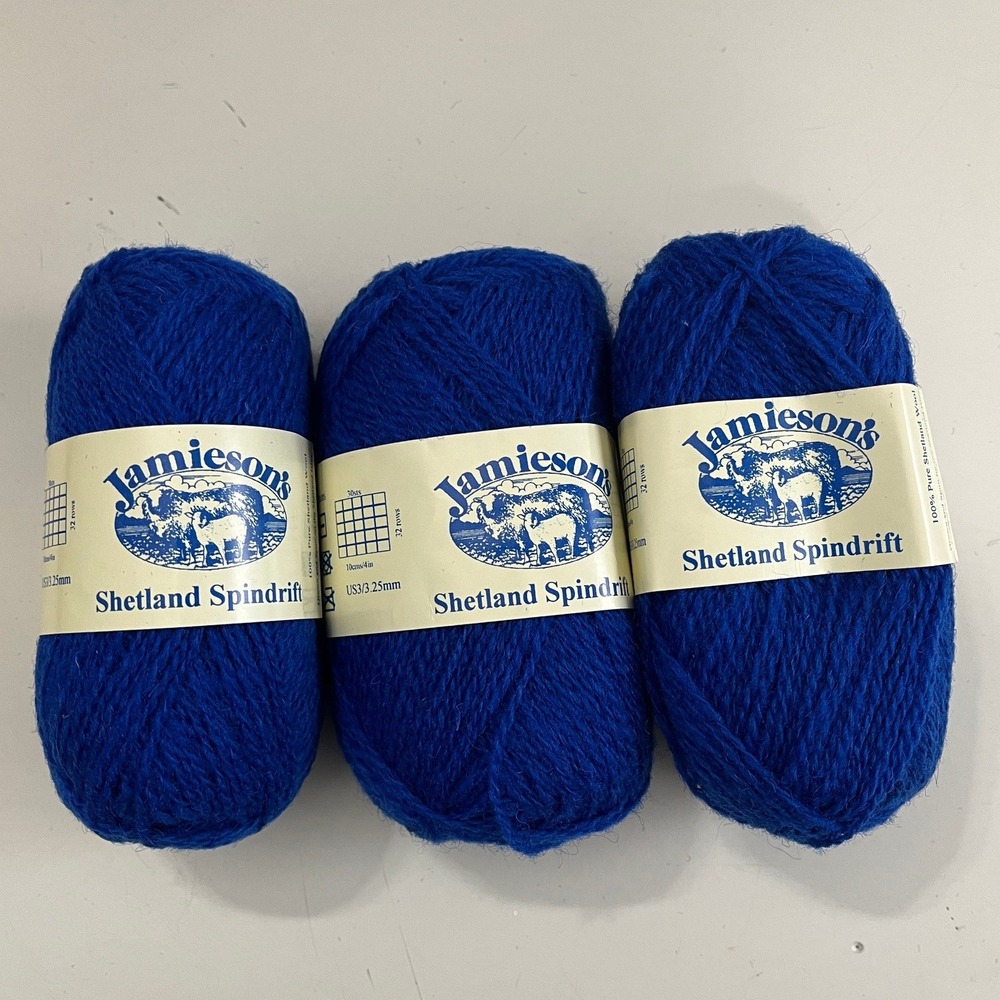 Jamieson's of Shetland Spindrift Wool Yarn Royal Blue 700 Lot 6125 3 Skeins